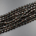 Natural Smoky Quartz 10mm Beads Faceted Energy Prism Double Terminated Points 15.5" Strand