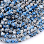 Faceted Star Cut K2 Jasper Granite 8mm Round Beads 15.5" Strand