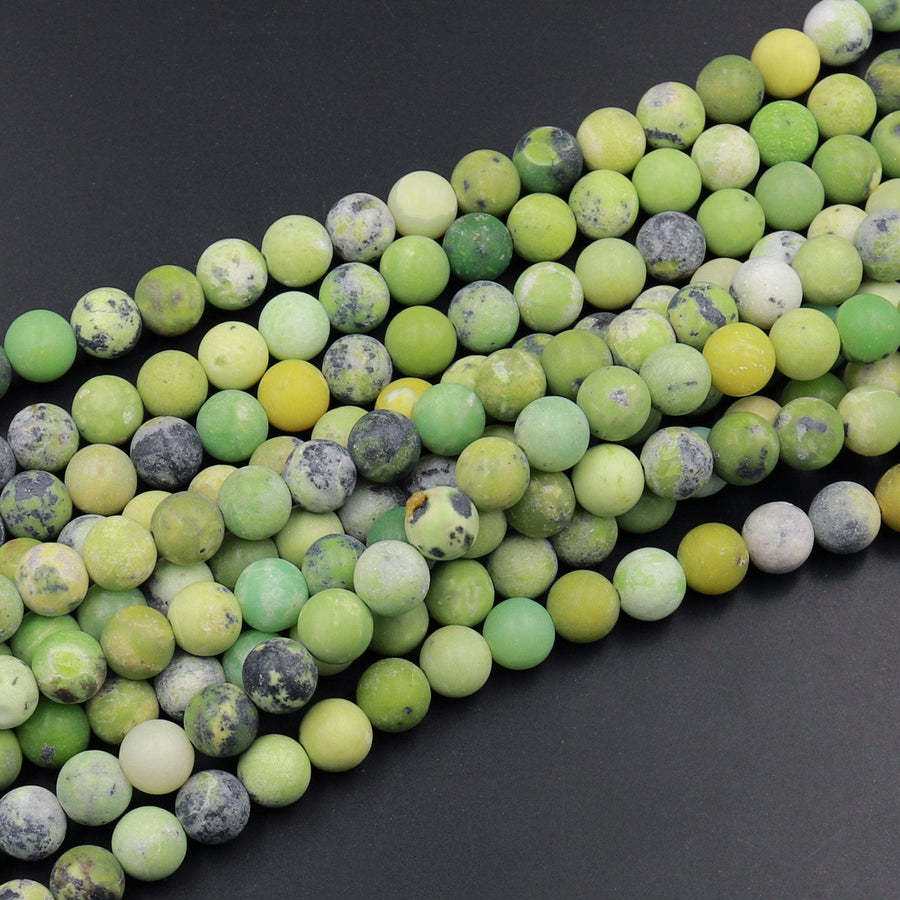 Matte Natural African Green Chrysoprase 6mm 8mm 10mm Round Beads 15.5&quot; Strand