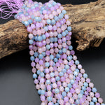 Natural Blue Aquamarine Pink Rose Quartz Violet Purple Amethyst 8mm Beads Energy Prism Double Point Cut 15.5" Strand