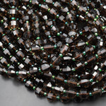 Natural Smoky Quartz 10mm Beads Faceted Energy Prism Double Terminated Points 15.5" Strand