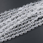 Faceted Natural Clear Rock Crystal Quartz 8mm 10mm Beads Energy Prism Double Terminated Point Cut 15.5" Strand