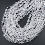 Faceted Natural Clear Rock Crystal Quartz 8mm 10mm Beads Energy Prism Double Terminated Point Cut 15.5" Strand