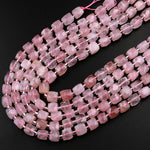 Natural Pink Rose Quartz 8mm Faceted Cube Beads Dice Square 15.5" Strand