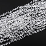 AAA Super Clear Real Genuine Natural Rock Crystal Quartz 6mm 8mm Faceted Coin Beads 15.5" Strand