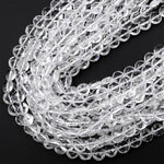 AAA Super Clear Real Genuine Natural Rock Crystal Quartz 6mm 8mm Faceted Coin Beads 15.5" Strand