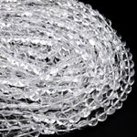 AAA Super Clear Real Genuine Natural Rock Crystal Quartz 6mm 8mm Faceted Coin Beads 15.5" Strand