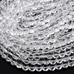 AAA Super Clear Real Genuine Natural Rock Crystal Quartz 6mm 8mm Faceted Coin Beads 15.5" Strand