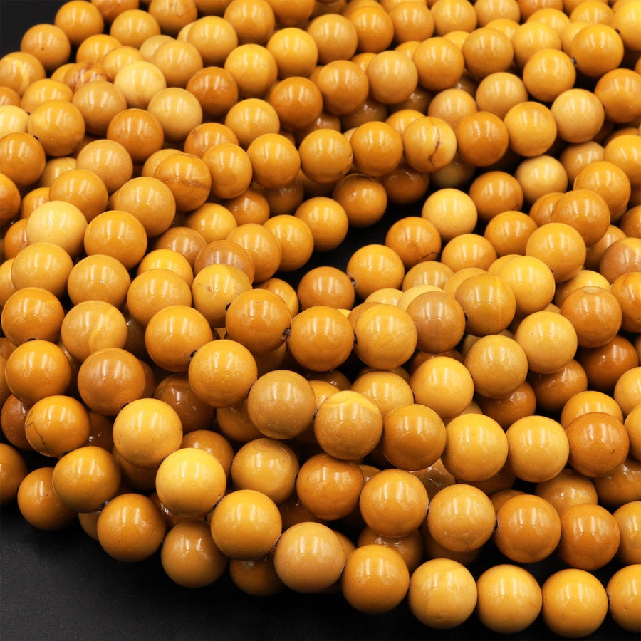 Natural Australian Yellow Mookaite 4mm 6mm 8mm 10mm Smooth Round Beads 15.5" Strand