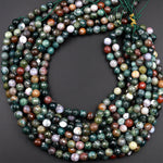 Faceted Natural Indian Agate 4mm 6mm 8mm 10mm Round Beads Aka Fancy Jasper 15.5" Strand