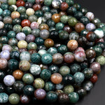 Faceted Natural Indian Agate 4mm 6mm 8mm 10mm Round Beads Aka Fancy Jasper 15.5" Strand