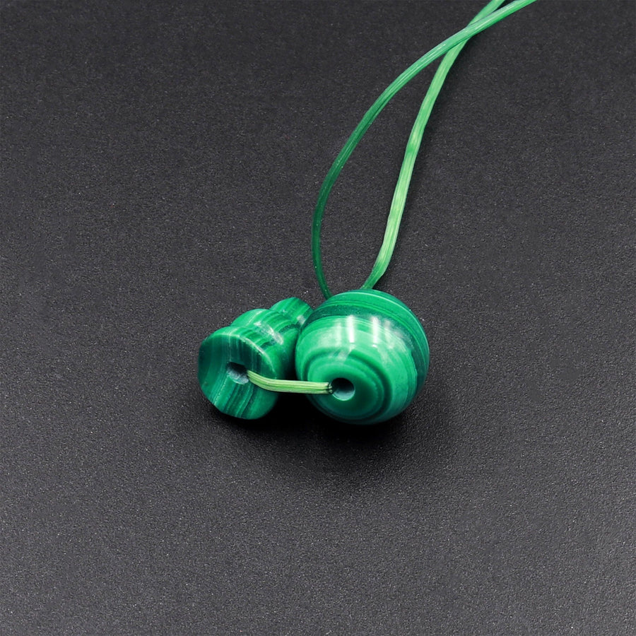 Natural Malachite Guru Beads 3 Holes T-Beads Set For Mala Making 8mm 10mm