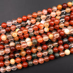 Natural Red Yellow Green Phantom Rutile Quartz 6mm 8mm 10mm Round Beads Multi Color Quartz Crystal Gemstone 15.5" Strand