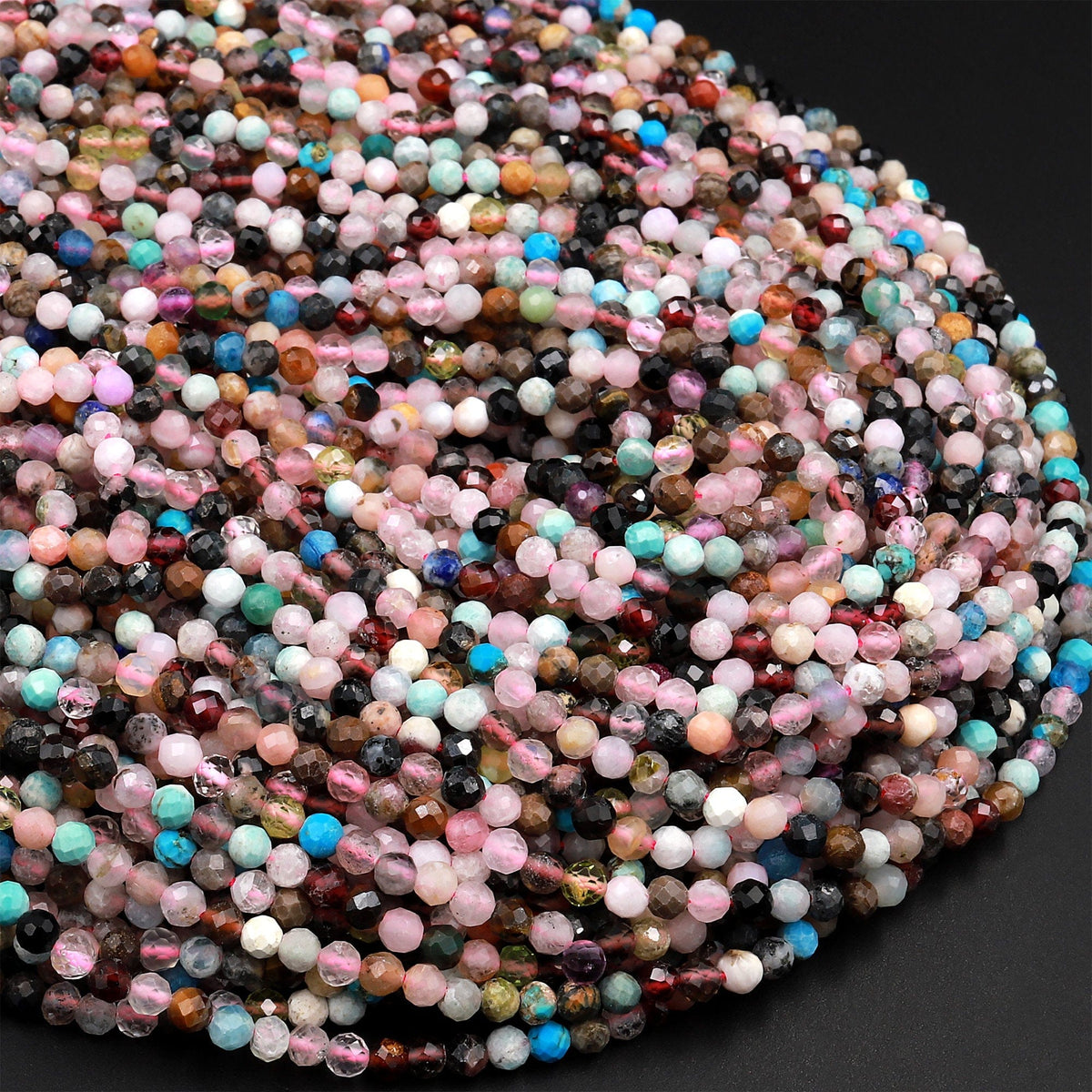 AAA Multi Stone Micro Faceted Beads - 4mm Beads RB467