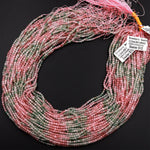 Natural Strawberry Quartz Faceted 2mm 4mm Round Beads Micro Laser Cut Pink Green Gemstone 16" Strand