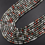 Natural African Bloodstone 4mm Heishi Rondelle Beads 15.5&quot; Strand