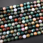 Faceted Natural Indian Agate 4mm 6mm 8mm 10mm Round Beads Aka Fancy Jasper 15.5" Strand