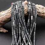 Matte Finish Tibetan Fire Agate Beads Thin Tube Aka Cracked Agate Dragon Skin Agate 15.5&quot; Strand
