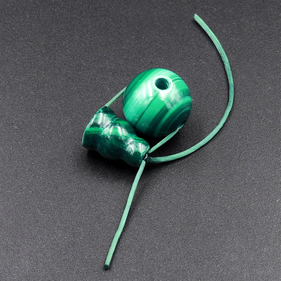 Natural Malachite Guru Beads 3 Holes T-Beads Set For Mala Making 8mm 10mm