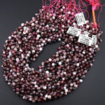 Natural Eudialyte Faceted 6mm Rounded Teardrop Beads Aka Pink Tourmaline in Quartz 16" Strand