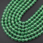 Green Chalcedony 6mm 8mm 10mm Smooth Round Beads Vibrant Emerald Green Stone 15.5" Strand