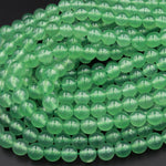 Green Chalcedony 6mm 8mm 10mm Smooth Round Beads Vibrant Emerald Green Stone 15.5" Strand