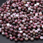 Natural Eudialyte Faceted 6mm Rounded Teardrop Beads Aka Pink Tourmaline in Quartz 16" Strand