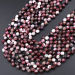 Natural Eudialyte Faceted 6mm Rounded Teardrop Beads Aka Pink Tourmaline in Quartz 16" Strand