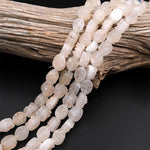 Natural Rock Crystal Quartz Druzy Raw Drusy Oval Beads 15.5" Strand