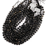 Natural Golden Obsidian 6mm 8mm Beads Rounded Faceted Energy Prism Double Terminated Points 15.5" Strand