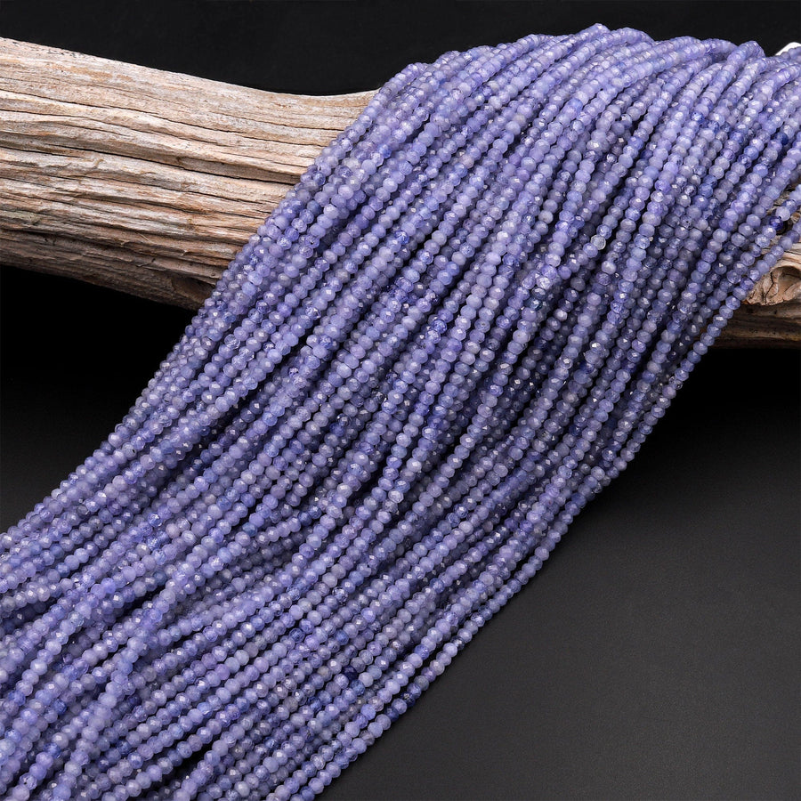 Faceted Natural Tanzanite Round Beads 3mm Micro Laser Cut Real Genuine Gemstone 15.5" Strand