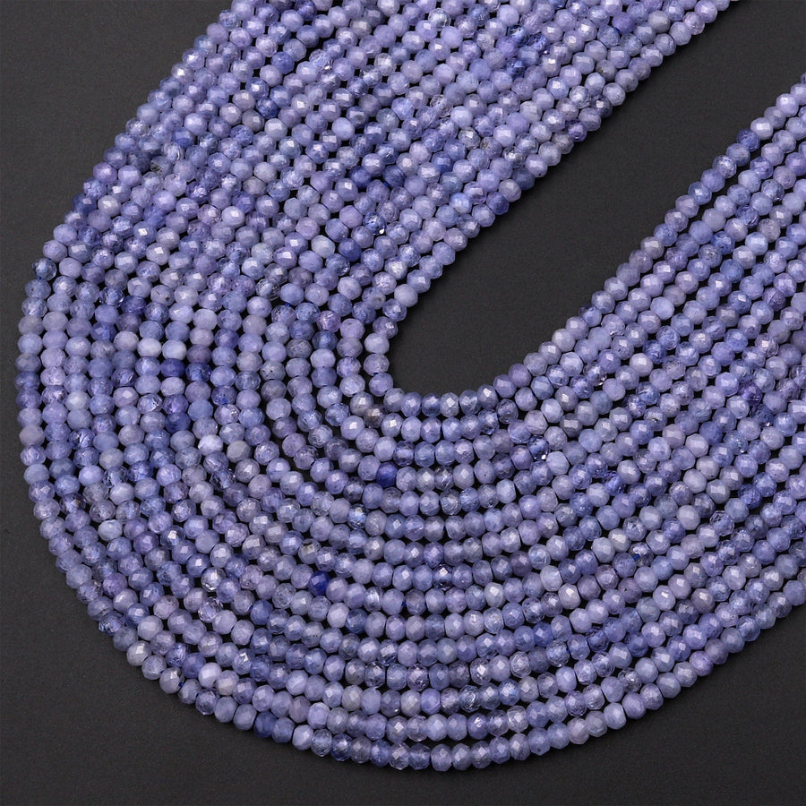 Faceted Natural Tanzanite Round Beads 3mm Micro Laser Cut Real Genuine Gemstone 15.5" Strand