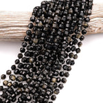 Natural Golden Obsidian 6mm 8mm Beads Rounded Faceted Energy Prism Double Terminated Points 15.5" Strand