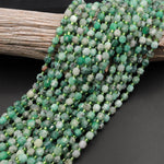 Real Genuine Natural Green Emerald 6mm Beads Faceted Energy Prism Double Terminated Point Cut 15.5" Strand