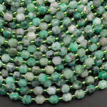 Real Genuine Natural Green Emerald 6mm Beads Faceted Energy Prism Double Terminated Point Cut 15.5" Strand