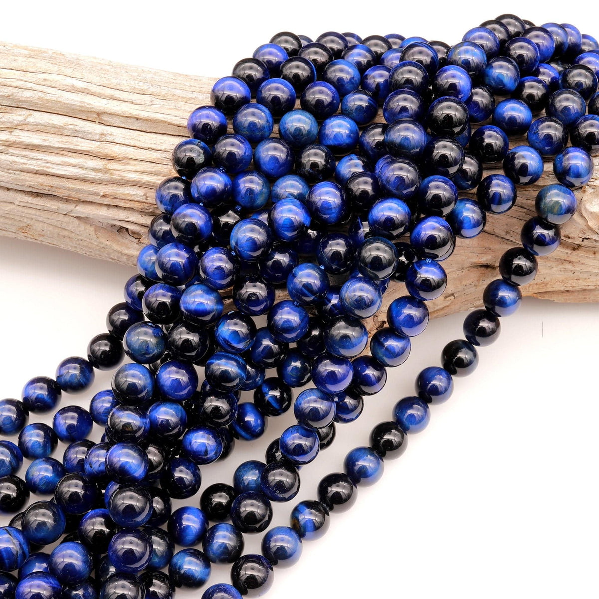 Mystic Lapis Blue Tiger's Eye 4mm 6mm 8mm 10mm Smooth Round Beads –  Intrinsic Trading