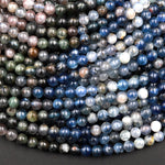 Natural Kyanite 4mm 5mm Round Beads Rare Multicolor Real Genuine Blue Green Kyanite 15.5" Strand