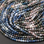 Natural Kyanite 4mm 5mm Round Beads Rare Multicolor Real Genuine Blue Green Kyanite 15.5" Strand