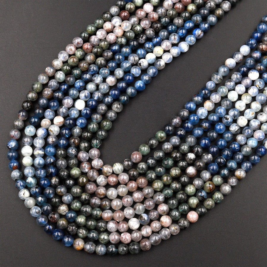 Natural Kyanite 4mm 5mm Round Beads Rare Multicolor Real Genuine Blue Green Kyanite 15.5" Strand