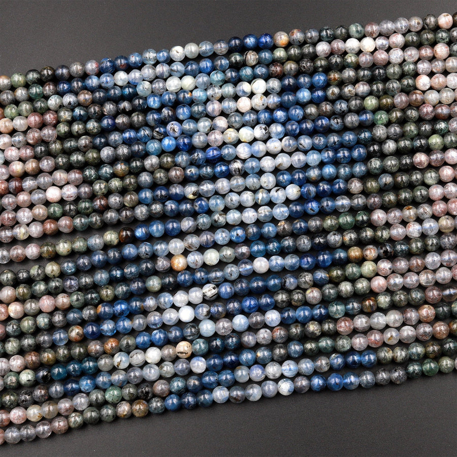Natural Kyanite 4mm 5mm Round Beads Rare Multicolor Real Genuine Blue Green Kyanite 15.5" Strand