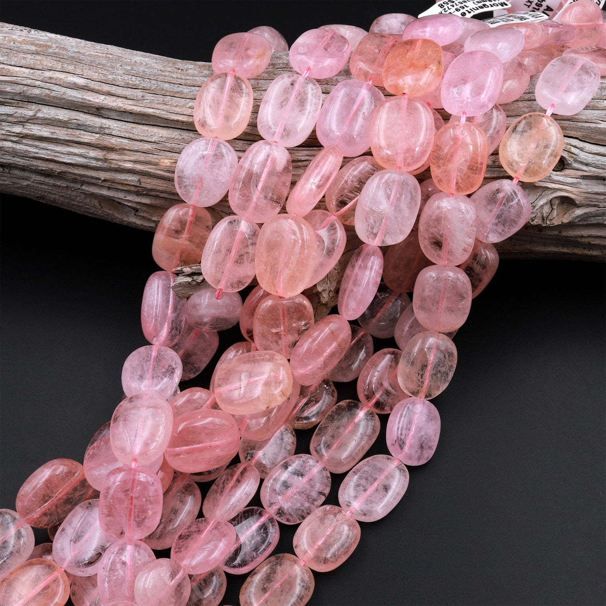 Pink Morganite Smooth Oval Shape Beads,16