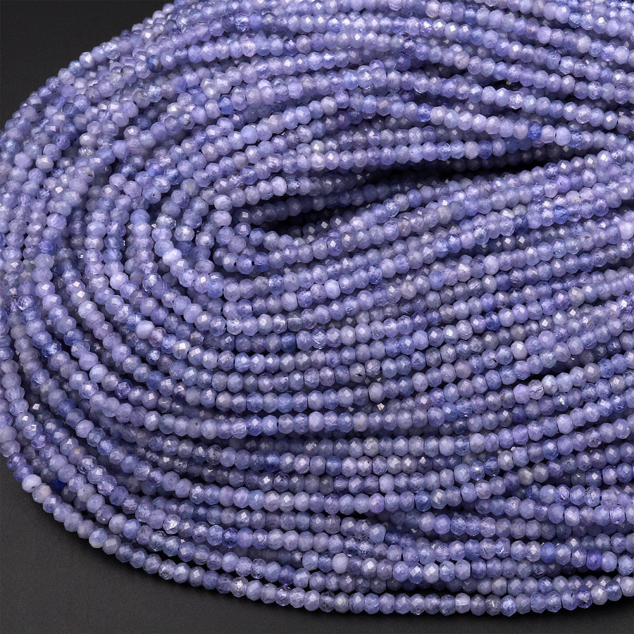 Faceted Natural Tanzanite Round Beads 3mm Micro Laser Cut Real Genuine Gemstone 15.5" Strand