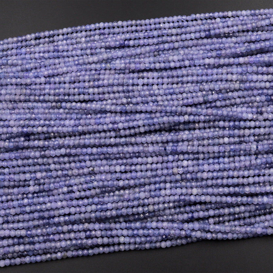 Faceted Natural Tanzanite Round Beads 3mm Micro Laser Cut Real Genuine Gemstone 15.5" Strand