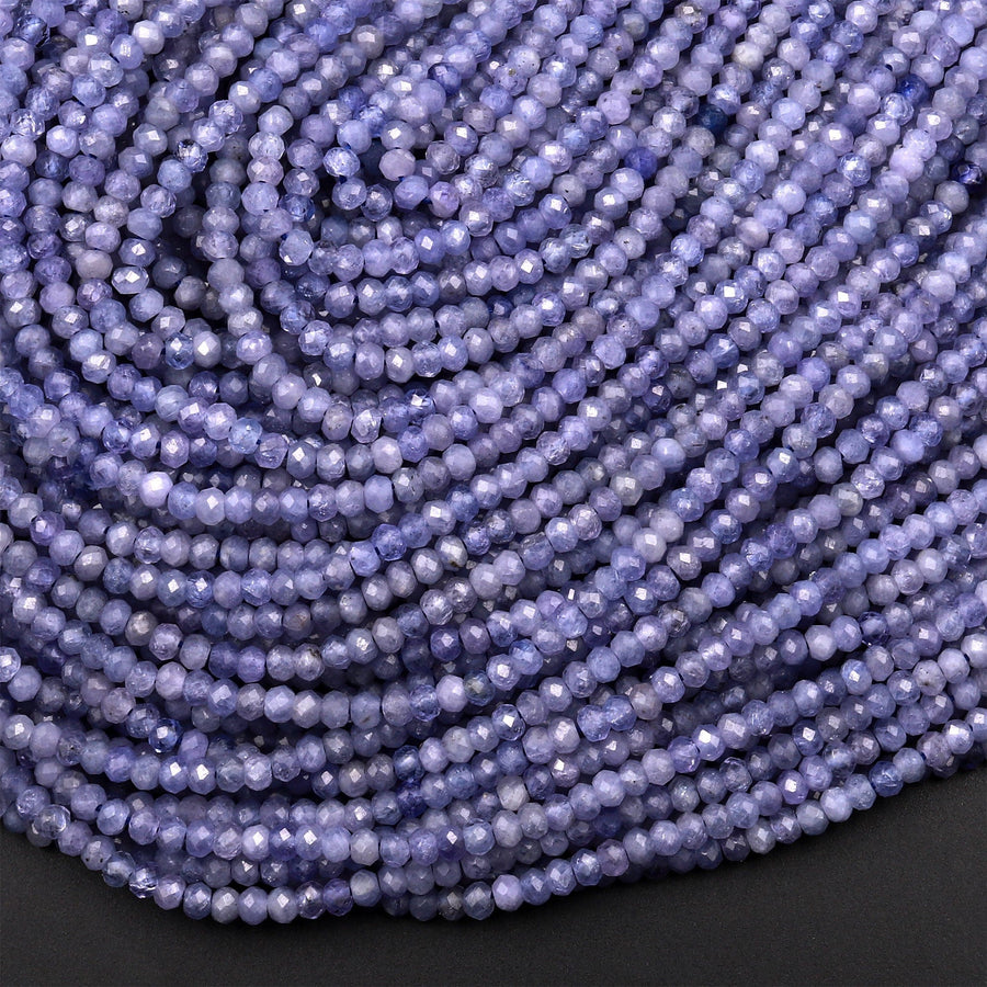 Faceted Natural Tanzanite Round Beads 3mm Micro Laser Cut Real Genuine Gemstone 15.5" Strand