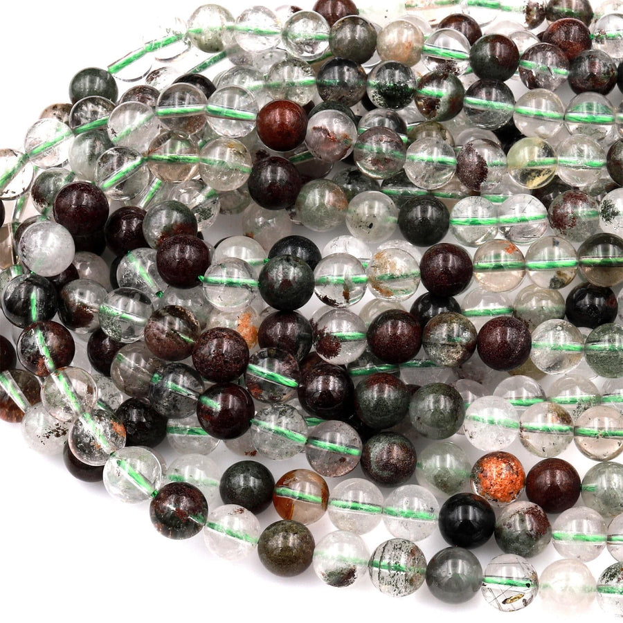 Natural Phantom Quartz Lodalite Beads Smooth 4mm 6mm 8mm 10mm 15.5" Strand