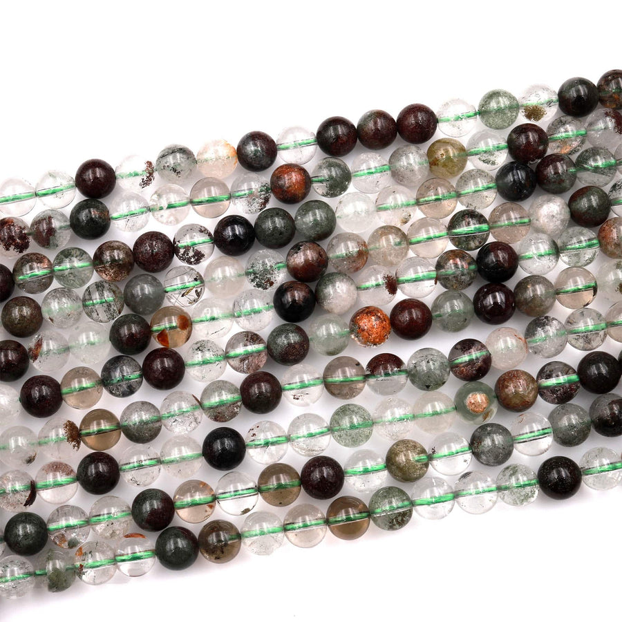 Natural Phantom Quartz Lodalite Beads Smooth 4mm 6mm 8mm 10mm 15.5" Strand