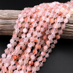 Faceted Natural Lepidocrocite Quartz 8mm Beads Energy Prism Double Terminated Point Cut 15.5" Strand