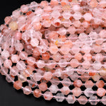 Faceted Natural Lepidocrocite Quartz 8mm Beads Energy Prism Double Terminated Point Cut 15.5" Strand