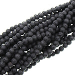 Large Hole Beads Natural Black Lava 8mm 10mm Round Beads Big 2.5mm Hole 8" Strand