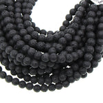 Large Hole Beads Natural Black Lava 8mm 10mm Round Beads Big 2.5mm Hole 8" Strand